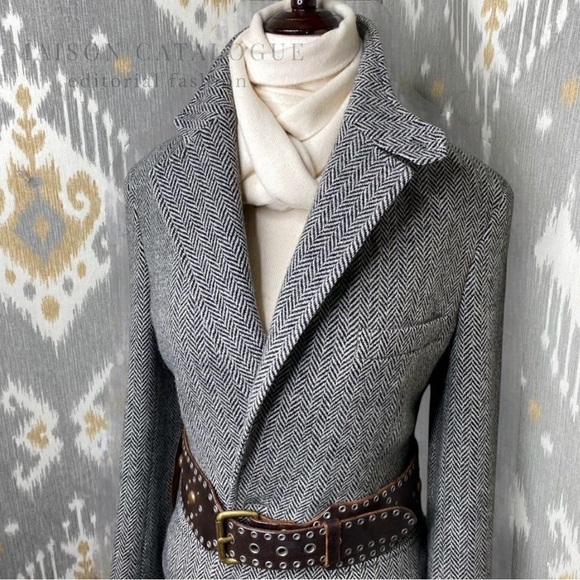 Ralph Lauren Purple Label Jackets & Blazers - Ralph Lauren Collection Black & Cream Herringbone Wool Tweed Blazer